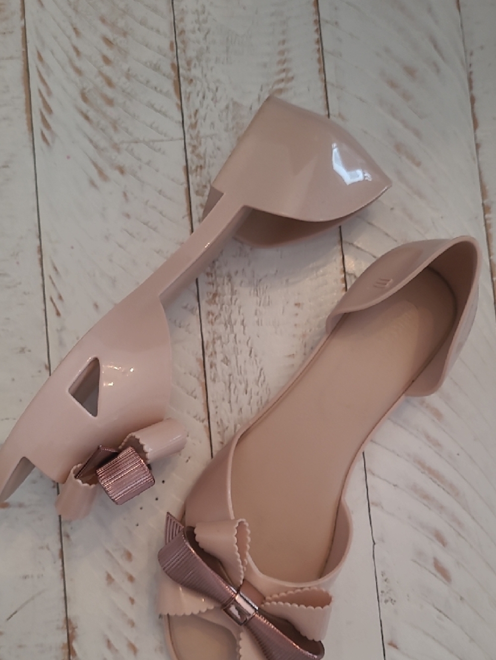 Melissa Women’s Blush Pink Bow D’Orsay Flats - Picture 4 of 8